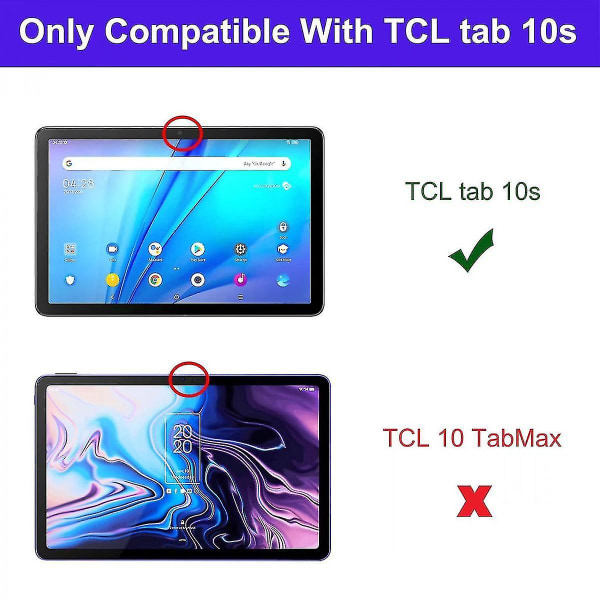 For Tcl Tab 10s 10,1 tommer, tri-fold slank Lett hardt skallbeskyttelse Smart deksel For Tcl Tab 10s nettbrettdeksel med stativ - svart