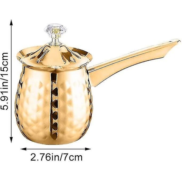 Turkisk kaffekanna i rostfritt stål med långt handtag Cezve kaffekanna mjölk smältkanna 600 ml guld