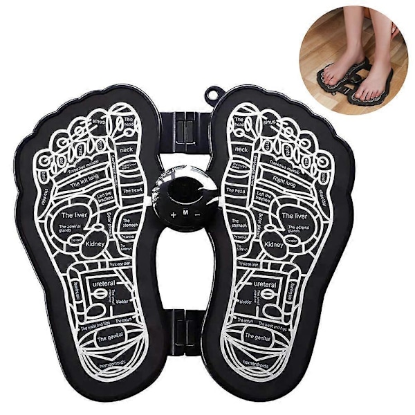 PIAO EMS Benmassagemaskine til Benformetning med Fjernbetjening, 6 Tilstande 15 Intensitetsniveauer Fodcirkulationsmassagemåtte, USB Opladbar Foldbar Bærbar Elektrisk