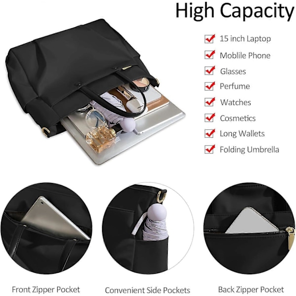 Laptopveske, Laptop Skulderveske, Oxford Vanntett Tote Bag for Arbeid, Reise, Daglig Bruk