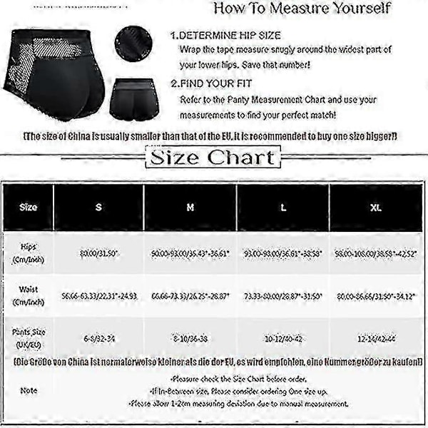 Buttløfter Shapewear til Kvinder, Sømløse Buttløfter Hofteforstærker Trusser, Åndbar Mavekontrol Body Shaper, Polstret Undertøj