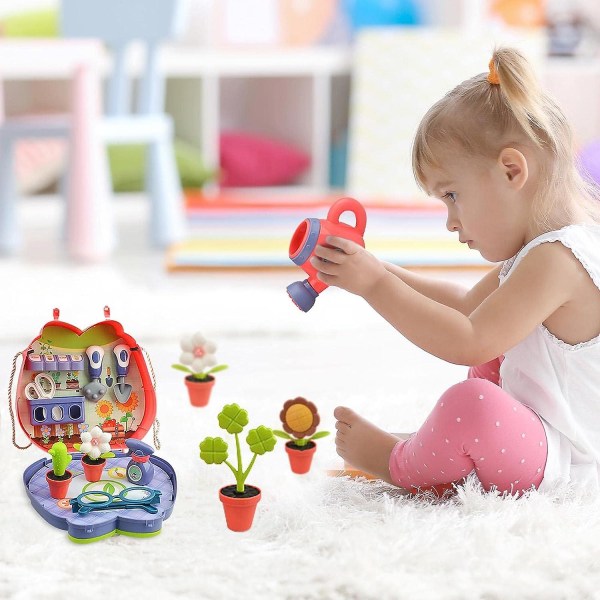 Barnehagesett - Fargerike hageverktøysett for småbarn Lat som leketøy - Utendørs innendørs hagearbeid Morsomme leker med vannkanne, spade