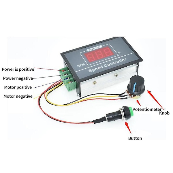 PWM DC Motor Hastighetsregulator med Digitalt Display 30A PWM Justerbar Hastighet Trinnløs Regulator