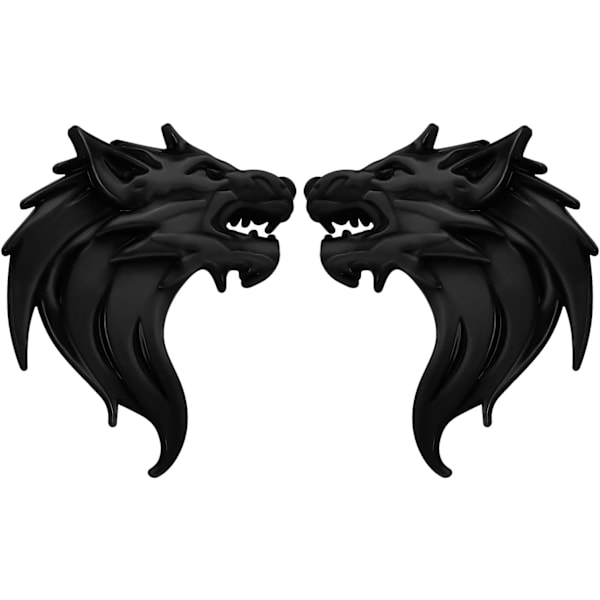 Et par 3D metall ulvehode bilklistremer ulvehode klistremer emblem merke reflekterende motorsykkel auto dekorasjon klistremer