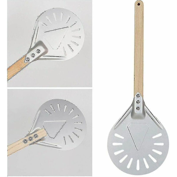 Ammattimainen pizzan kääntölapio, pitkä kahva 7/8/9 tuuman rei'itetty pizzan kääntölapio, pizzalauta, alumiininen pizzalauta, pieni - 8 tuumaa 40 cm