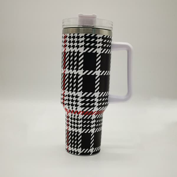 Houndstooth 40oz stor kapasitet iskopp med sugerør 304 rustfritt stål termoskopp 10