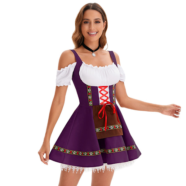 Högkvalitativ traditionell tysk rutig klänning för vuxna kvinnor Oktoberfest kostym Halloween festlig stil 4xl