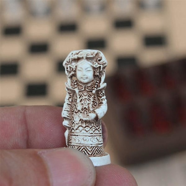 Nyt antikt skak Lille skakbræt i læder Qing Naturtro skakbrikker Karakterer Forældregaver E