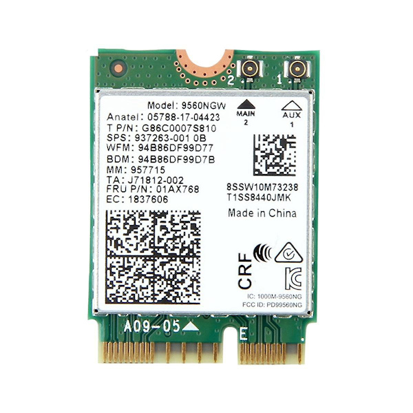 9560ngw Wifi-kortti 1730mbps Langaton Ac 9560 Kaksoiskaistainen 2.4g+5g Bluetooth 5.0 802.11ac M.2 Cnvi 9560n