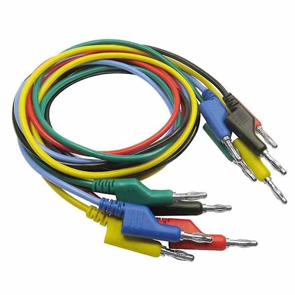 5 stk. 1m 4mm Banan til Banan Stik Blød Silikon Testkabel Ledning
