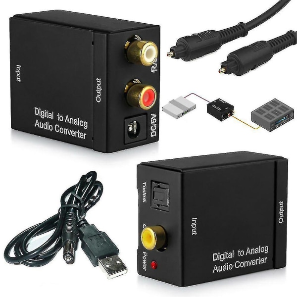 Digital til Analog Lydkonverter Optisk Koaksial Toslink RCA TV LR Lydadapter