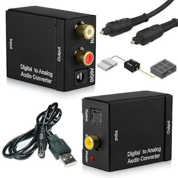 Digital till Analog Ljudkonverterare Optisk Koaxial Toslink RCA TV LR Ljudadapter