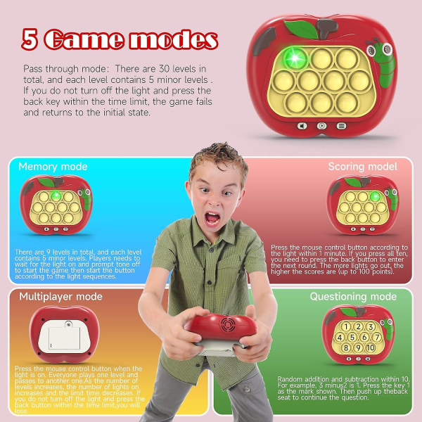Light Up Fast Push Bubble Game Machine, Pop Fidget Toys Håndholdt Quick Push Game, Stress Relief Puzzle Game For Kids