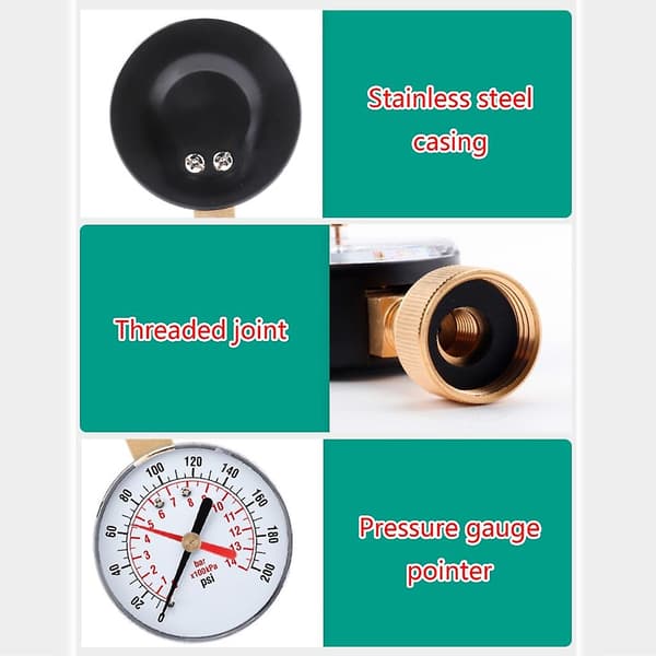 Mini Vandtryk Måler Dial-Meter Måler 3/4\" NPT til bar/psi Måling