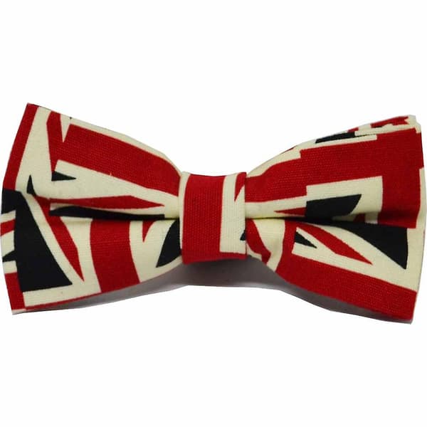 Union Jack -kuvioinen rusetti, solmio ja taskuliinasetti
