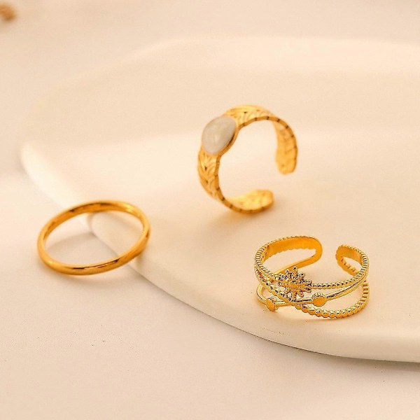 3 st Stilrena ringar Damaccessoarer Unik design Justerbar Elegant mode Smycken Presentidéer