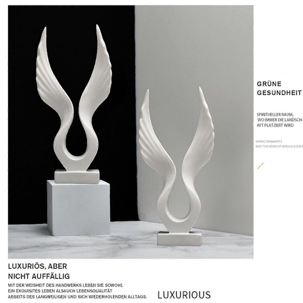 Engelvinge statue, engelvinge skulptur ornament i resin, boligdekoration, elegant engle design