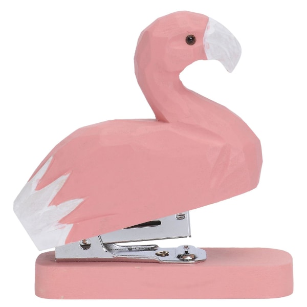 Flamingo-form bærbar hæftemaskine Kreativ træbog Kloakmanuel hæftemaskine Studenterpapir til skoleelever-yuyu