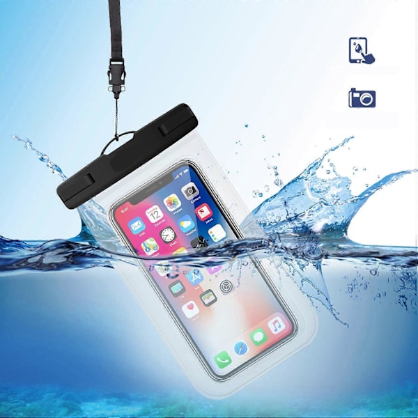 Vedenpitävä puhelinpussi vedenalainen vedenkestävä - 2 kpl 7 tuumaa KAKSOISESTI TIIVITETTY Vedenpitävä puhelinpussi puhelintasku iPhone 13 Pro Max Mini 12 SE 1