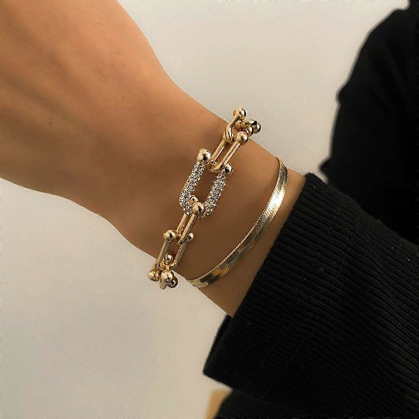 2 st Armband Enkel U-formad Fyrkantigt Spänne Justerbar Stilren Minimalistisk Design