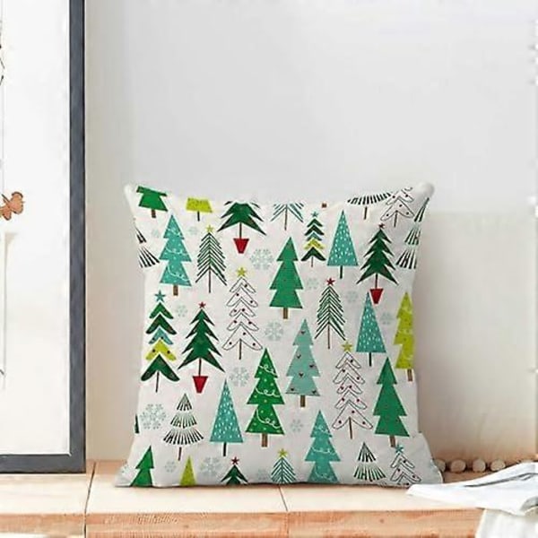 Jul Kuddfodral 45 x 45 cm, Färgglada Salviagrön Teal Julgransdekor Prydnadskuddar för Hem Soffa Säng, Vinter Jul Snöflinga Dekorativa