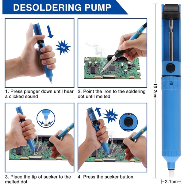 Lödkolv Lödkit 60w Elektriskt Kit Justerbar Temperatur Med Digital Multimeter, Lödkolv Stativ, Avlödningspump Och Bärbar Pu T