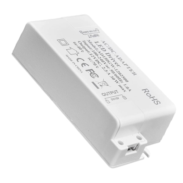 30W DC 12V 2.5A LED-drivr Konstant Spänning Ingen Flimmer LED-ljus Transformator för Badrum Toalett AC 100240V
