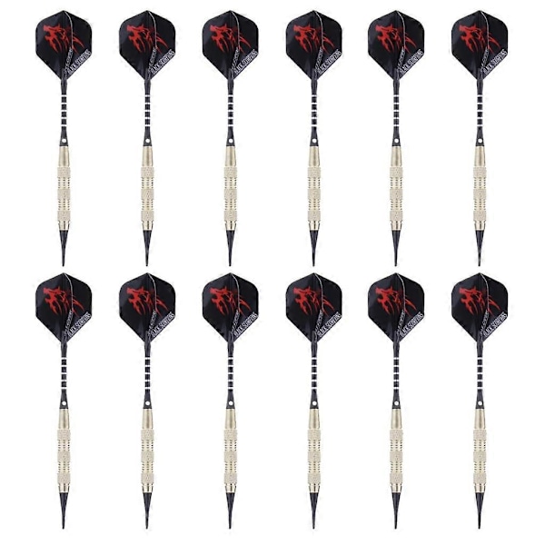 Dartpilar med plastspets för elektroniska darttavlor 12 st Soft Darts Pilar Set, 18 gram Proffs Softdarts dartpil, Dart, 15 Aluminium Schaft