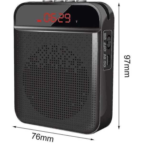 Bärbar röstförstärkare, Bluetooth-bälte röstförstärkare - svart