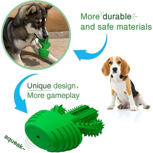 Hundtandborste Stick Valptandvård Effektiv valptandrengöring Giftfri naturgummi Bittålig tuggleksak Hundkaktusform