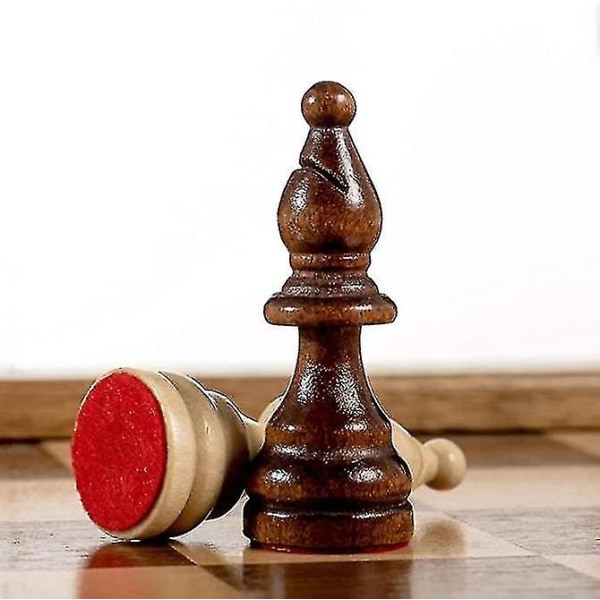 Træskak, håndlavede skakbrikker, sammenklappeligt skakbræt