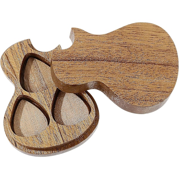Gitarr Trä Plektrum Box Med 3 Premium Trä Plektrum, Trä Samlare Graverad Gitarr Plektrum Box Klassisk Triangel Gitarr Plektrum Gitarrist Musiker Present