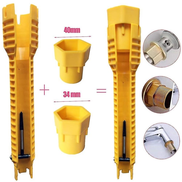 Rørnøgle Multifunktionshanenøgle, vandhane og vask Installationsværktøj, VVS-nøgle Justerbar skruenøgle VVS-værktøj til toiletskål/vask/bat