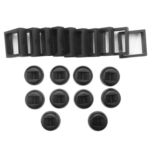 Myntvisningslåda - Set med 40 stycken 3d flytande bildskärmshållare med stativ, svart, 2,75 X 2,75 X 0,7