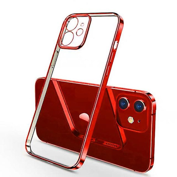 2kpl Luxury Plating Transparent Case For Iphone 12pro Max Square Frame Silicone Clear Back Cover Case