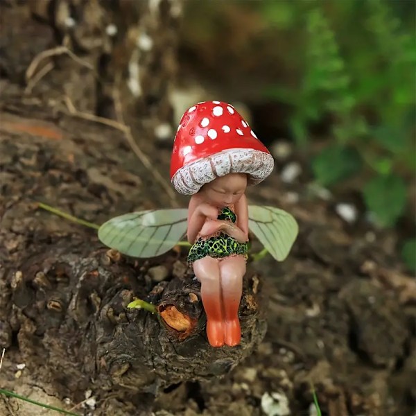 En sovende fe have statue, lille sovende svampe fe statue, sovende fe baby svampe fe statue, hjem have kontor dekoration
