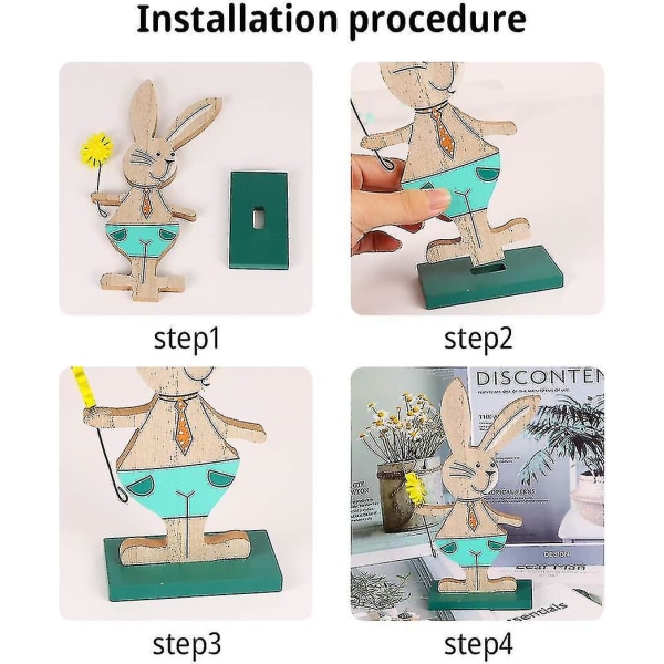 Påskedekoration Trækanin, 2 stk påskeharespynt, påskedekoration til udendørs borddekoration Have Hy-YUHAO