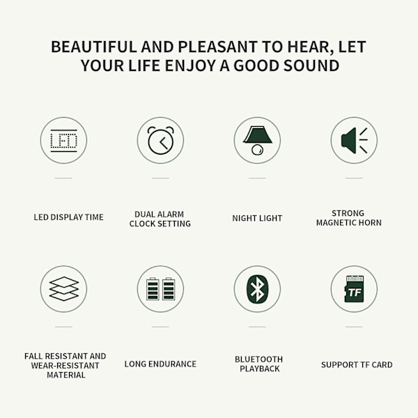 Digital Klocka Ny Smart Spegel Bluetooth Högtalare Subwoofer Bärbar Mini Stereo Miniklocka Hem Alarmklocka Kort