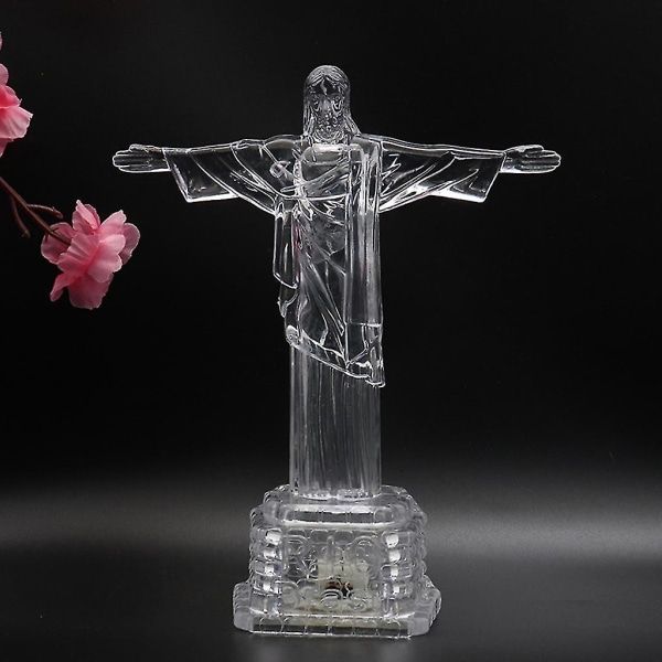 Cross 3d Nattlampe Brasil Jesus-statue Figur Fargeskiftende LED-lysdekor