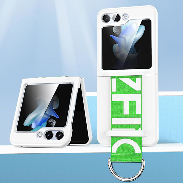 For Samsung Galaxy Z Flip 5 deksel med ringhåndstropp, slank hard PC anti-ripe støtsikker beskyttende deksel