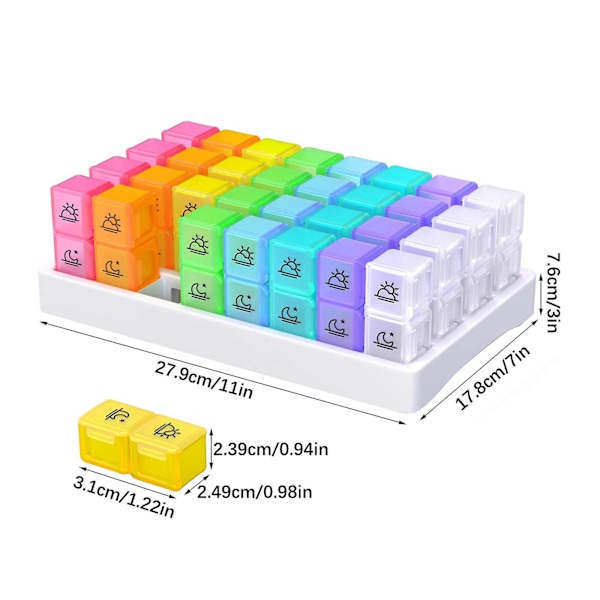 32 31 Päivän Lääkepurkkisetti 2 Neliötä Erillispakattu Kannettava Irrotettava Lääkepurkki