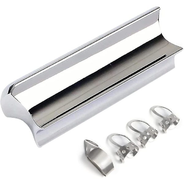 Gitarr Slide Bar Set Stål Ton Bar Med 4 Finger Plektrum För Elektrisk Gitarr Silver Stål Slide Bar Gitarr (silver) (5 st)