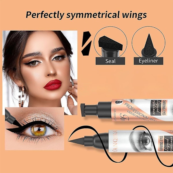 Vingad eyelinerstämpel, eyelinerstämpel, svart flytande eyeliner, vattentät eyeliner, långvarig flytande stämpel eyeliner