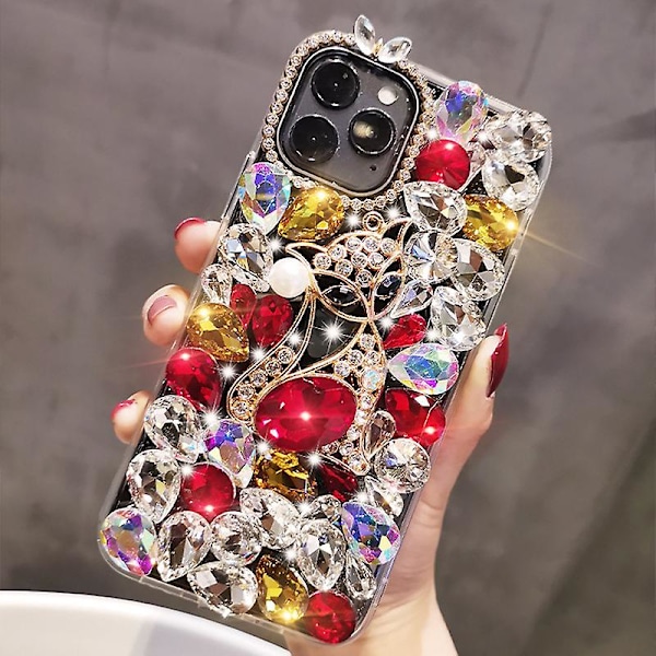 Motetelefondeksel egnet for iPhone 11 12 13 14 Pro Max Rhinestone