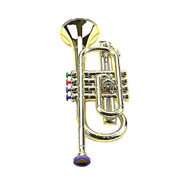 Trompet Kids Musical Educational Toy Abs Guld Trompet med 4 farvede nøgler