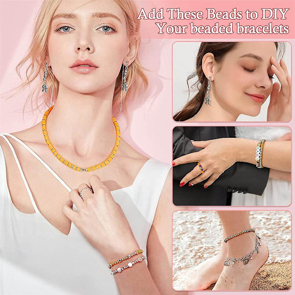 2160 Stycken Distanspärlor Set, Blandade Armbandspärlor Runda Pärlor Pärlor För Armband Smycken