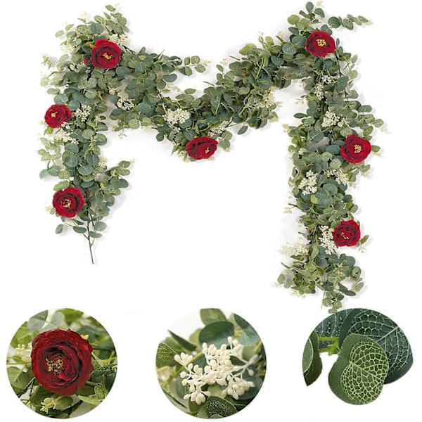 Konstgjorda blommor 2M 7 kameliablommor vinranka inomhus vägg hem dekoration estetisk design