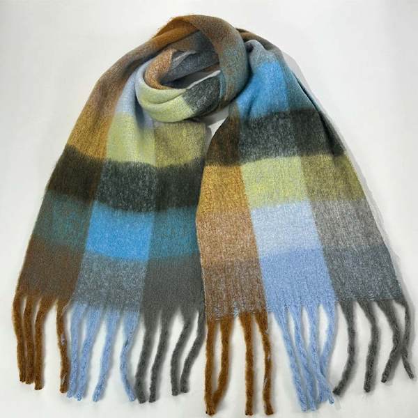 Vinterny scarf i regnbue-ruter, tykk og varm, flere farger å velge mellom 5