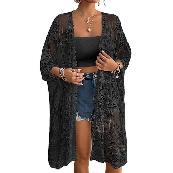 Dam badkläder ytterkläder kofta, bikini badkläder, sommarstrandmode, kustnära stil cover-up