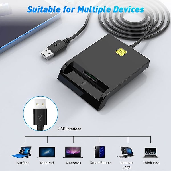Dhrs Smart Card Reader Dod Militär Usb Gemensam Åtkomst Cac, Kompatibel Med Windows, Mac Os Och